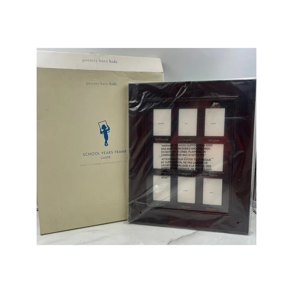 Pottery Barn Kids School Years Frame Espresso Wood 9 Openings 2x3 Beginning-8th